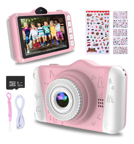 Camara Digital Wowgo 12mp Pantalla Grande 1080p 32gb Rosa