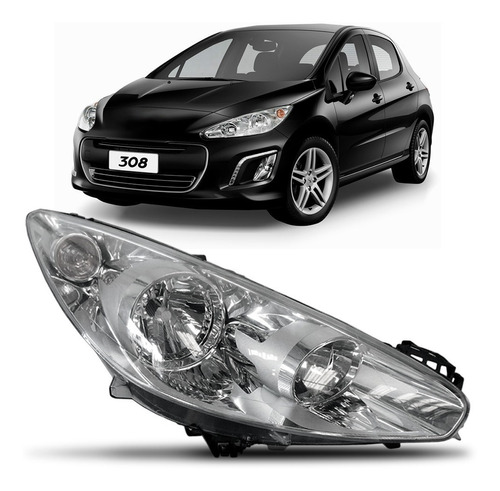 Farol Peugeot 308 2012 A 2015 Manual Com Soquete