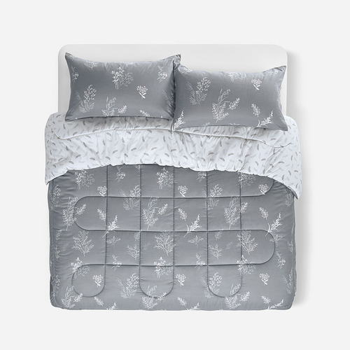 Plumón Reversible Soft Touch Astrid Gris/blanco King