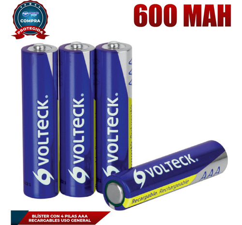 Pila Recargable Aaa Voltech 600 Mah 4 Pilas 47201