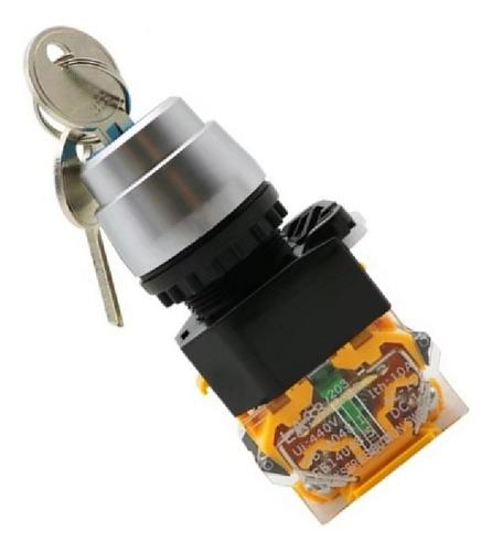 Comutador Interruptor Seletor Bloqueio Com Chave 22mm