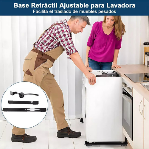 Soporte Ajustable Base Ruedas Estufa Lavadora Refrigerador Negro