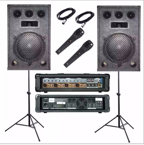 2 Bafles 600w + Consola 9 Ent Efec Potencia 1200w+mic Cuotas