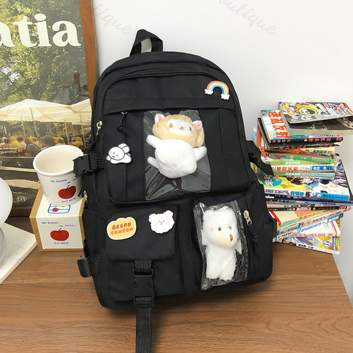 Mochila Escolar De Moda Casual Impermeable Gran Capacidad Foofoo Blanco