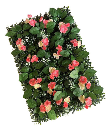 Panel De Pared De Césped Artificial Con Rojo Champán