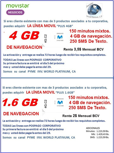 Imagen 5 de 5 de Internet Lte, 4g Simcard, Movistar 4g, Chip, Usim, Celular
