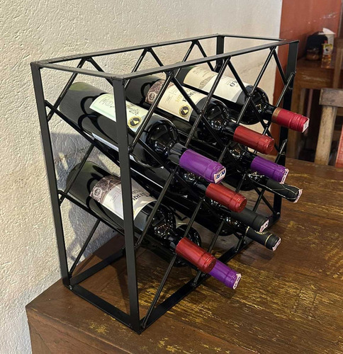 Adega Suporte Para Garrafas Vinho Ferro Estilo Industrial Cd Cor Preto