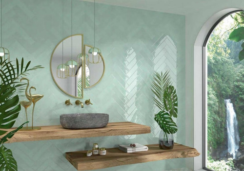 Disu Cerámica Española Aitea Anis 7.5x30 Tipo Tablilla Verde