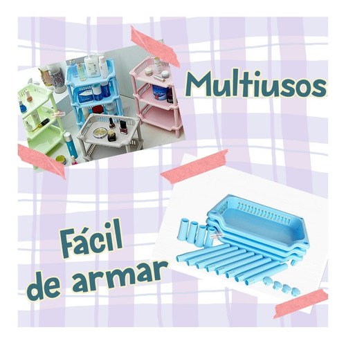 Imagen 3 de 7 de Estante Plastico Organizador 3 Niveles Baño Escritorio Mx-93