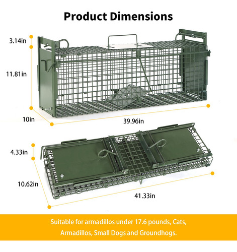 Trampa Grande 40 Pulgadas Marca Modelo 2 Puertas Para Animal Verde