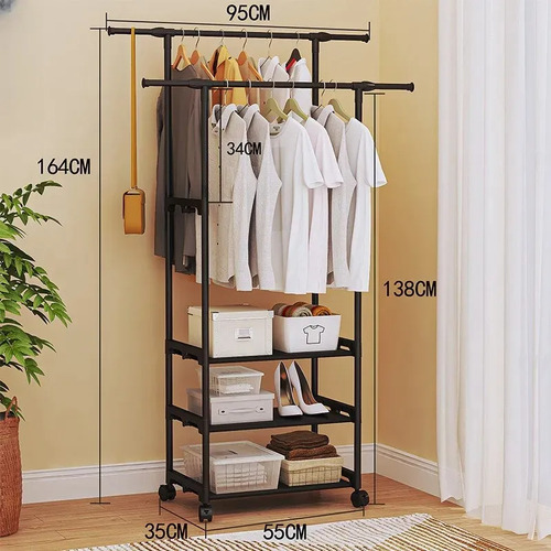 Perchero Rack Colgador De Ropa Multifuncional 2 Niveles