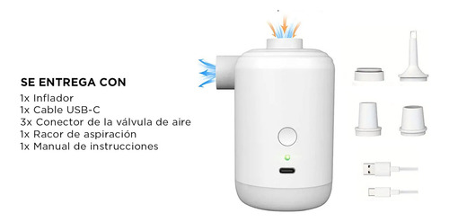 Inflador Portátil Eléctrico Gadnic Ajustable Usb 600 L/min