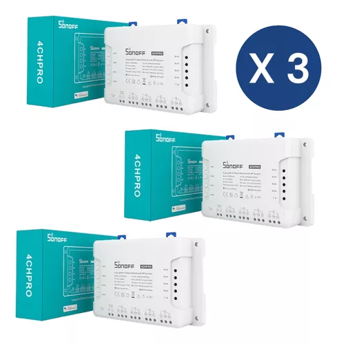 SONOFF Interruptor inteligente R3 de 4 canales, interruptor de tiempo  remoto WiFi de 4 canales, control LAN, modo de bloqueo, funciona con Alexa  y