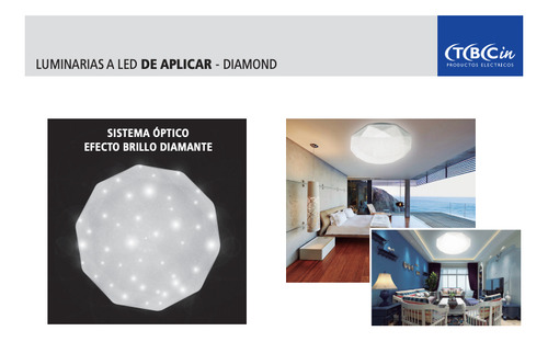Luminaria Led Aplicar 25w Nat. Efecto Brillo Diamante Blanco