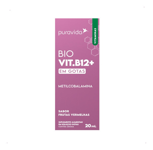 B12 Drops Metilcobalamina 20ml Frutas Vermelhas Puravida