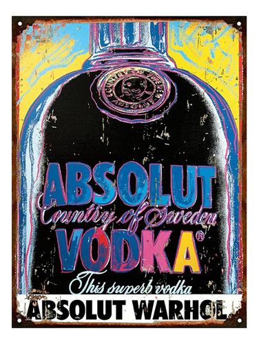 Cartel De Chapa Publicidad Antigua Absolut Vodka Warhol M527