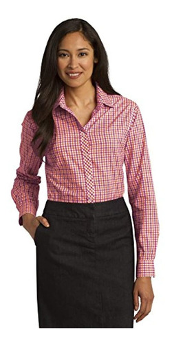 Port Authority Mujer Manga Larga Gingham Easy Care Camisa