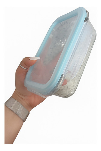 Kit 6 Marmitas Mantimentos Pote Vidro Hermético 640ml Cinza