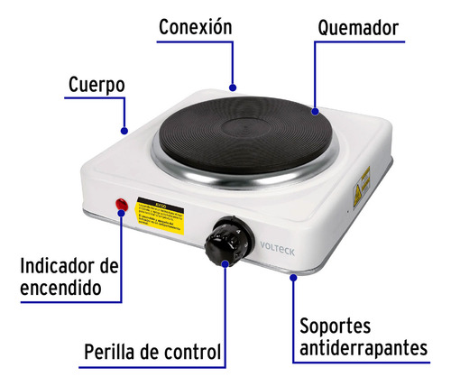 Parrilla Electrica Sencilla Tipo Disco Voltech 49989 Blanco