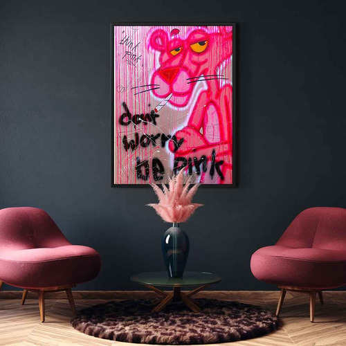 Cuadro Canvas Pantera Rosa Don't Worry Be Pink 90x140 Printz
