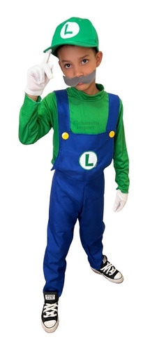 Disfraz Luigi Deluxe Guantes Para Niños