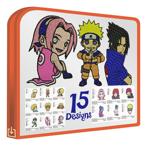Naruto Shippuden Set 15 Diseños Bordado Tajima Bordar Ropa