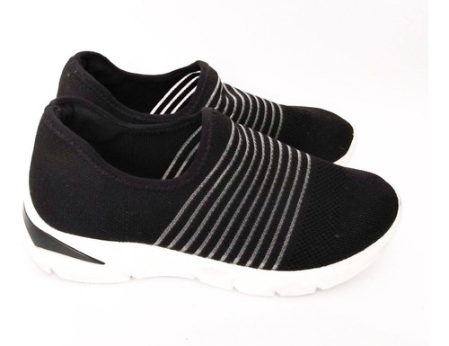 Tênis Jogging Malha Preto Elástico Bebece Confy