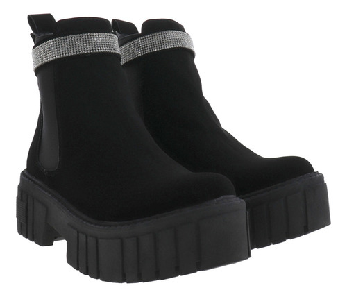 Imagen 3 de 4 de Botines Chunky Ajuste Elástico Con Cinto De Brillos Erez