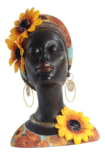 Novedad Mujer Africana Estatua Señora Figurita Ornamento