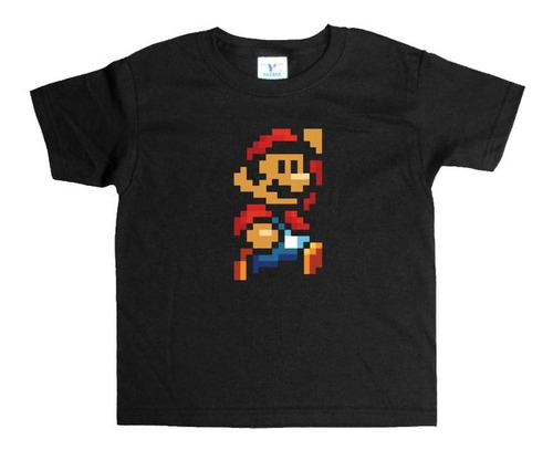 Remera Negra Mario Bros Art#39