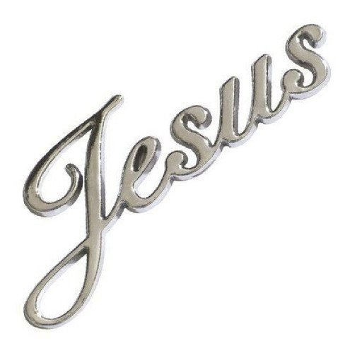 Emblema Alto Relevo 3d Em Abs Jesus Manuscrito Cromado