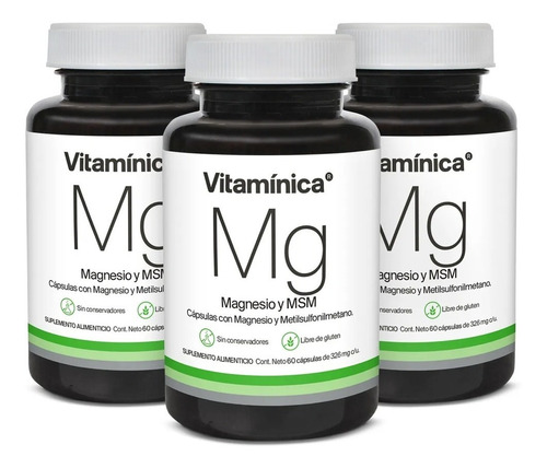 Vitamínica Mg | Magnesio |180 Cápsulas | Minerales Naturales | Ideal Para 90 Días 