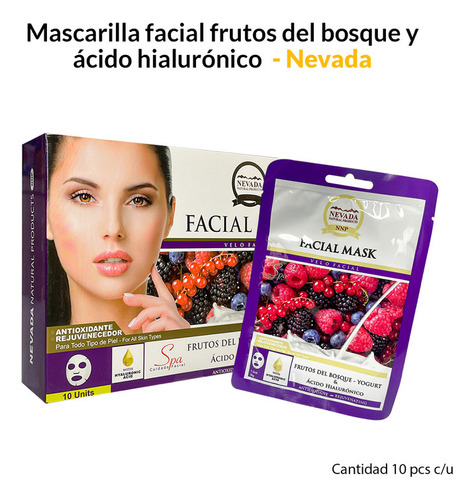 Velo Facial Frutos Del Bosque Y Ácido Hialurónico 10und