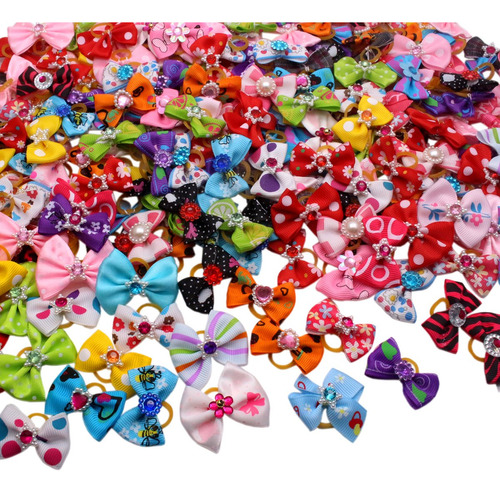 Yoy 50 pcs Adorable Grosgrain Lazos Para Mascota, Con Bandas