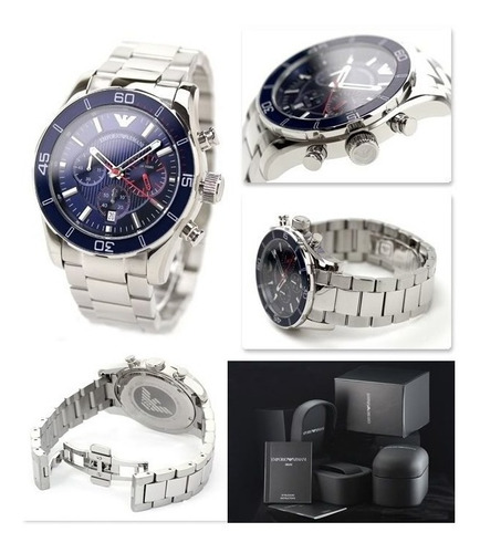 Relógio Empório Armani Ar5933 Azul Original Eua Cronografo