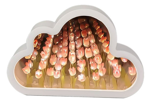 Luz Nocturna Con Espejo De Tulipán De Nube Para Dormitorio