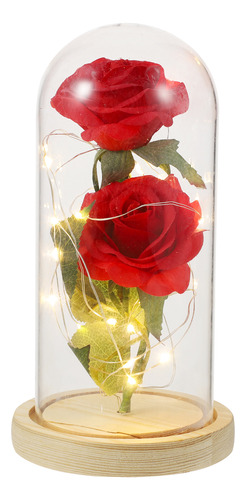 Flor De Rosa Eterna Con Cadena De Luces Led En Forma De Cúpu