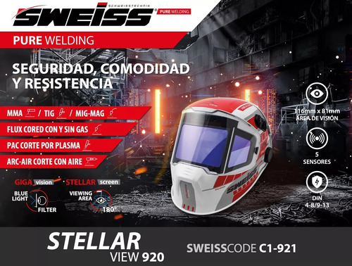 Careta Electronica Vision Panoramica Color Sweiss 5 Sensores