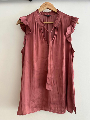 Musculosa De Seda Rosa Con Lazo Banana Republic Talle L