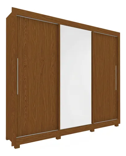 Guarda Roupa Espelho Casal 3 Portas Royale Castanho - Gelius