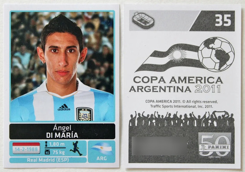 Lámina Álbum Copa América 2011 / Angel Di Maria 35