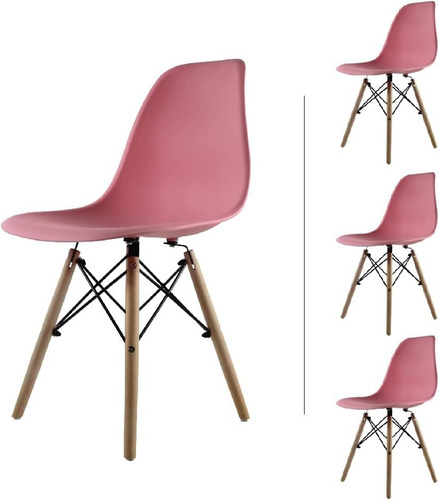 Set De 4 Sillas Modernas Rosa