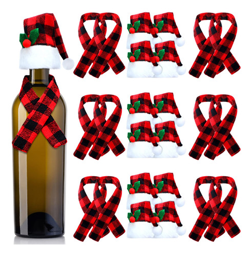 Juego De 24 Fundas Para Botellas De Vino De Navidad, A Cuadr