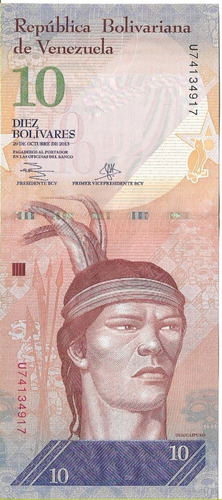 Venezuela. 10 Bolivares. 2012. Pick 90.  Unc S/c