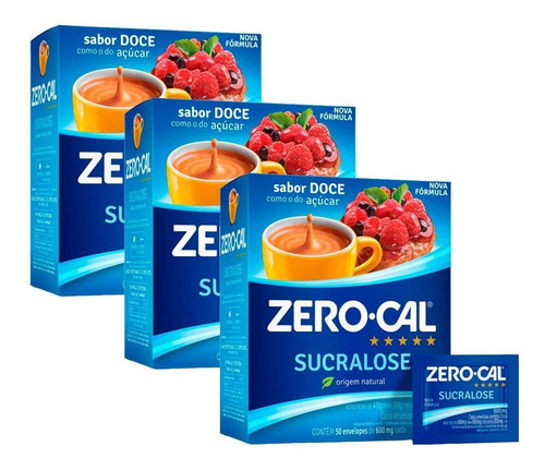 Adoçante Zero-cal Pó Sucralose C/50 Envelopes Kit 3