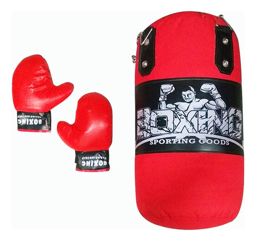 Bolsa De Boxeo + Guantes Box Guantines Rellena Niño Infantil