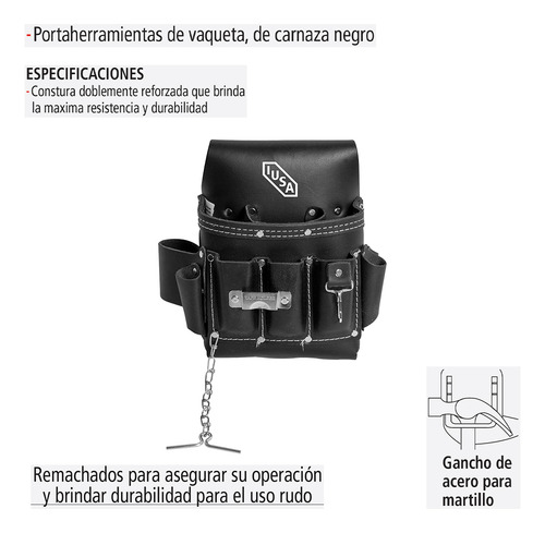Bolsa portaherramientas Iusa IU-013 color negro de vaqueta