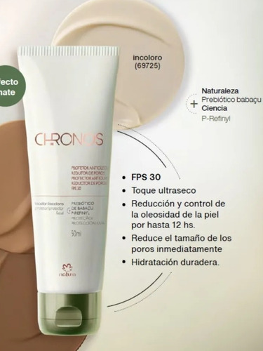 Imagen 3 de 6 de Natura Chronos - Protector Antioleosidad Incoloro
