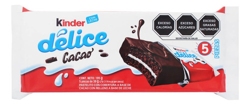 2 Pzs Kinder Pastelito Cacao Delice 195gr