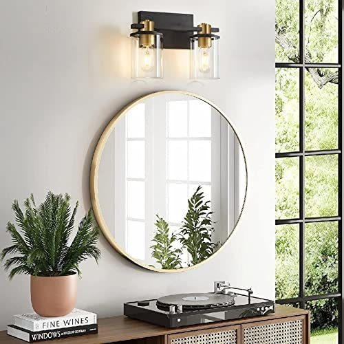 Lámpara Baño 2 Luces Stambord, Negra Y Dorada, Moderna
